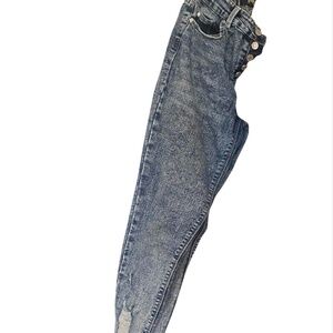 Indigo Rein Acid Wash Slightly Cropped Distressed Skinny Jeans with Button Fly 9